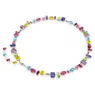 Gema necklace Mixed cuts, Multicolored, Rhodium plated